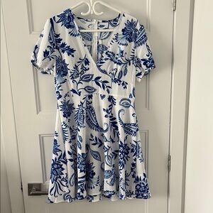 Blue and White Floral Dress
